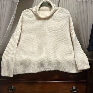 Cotton Emporium Women's Medium Cream Color Turtleneck Knit Sweater